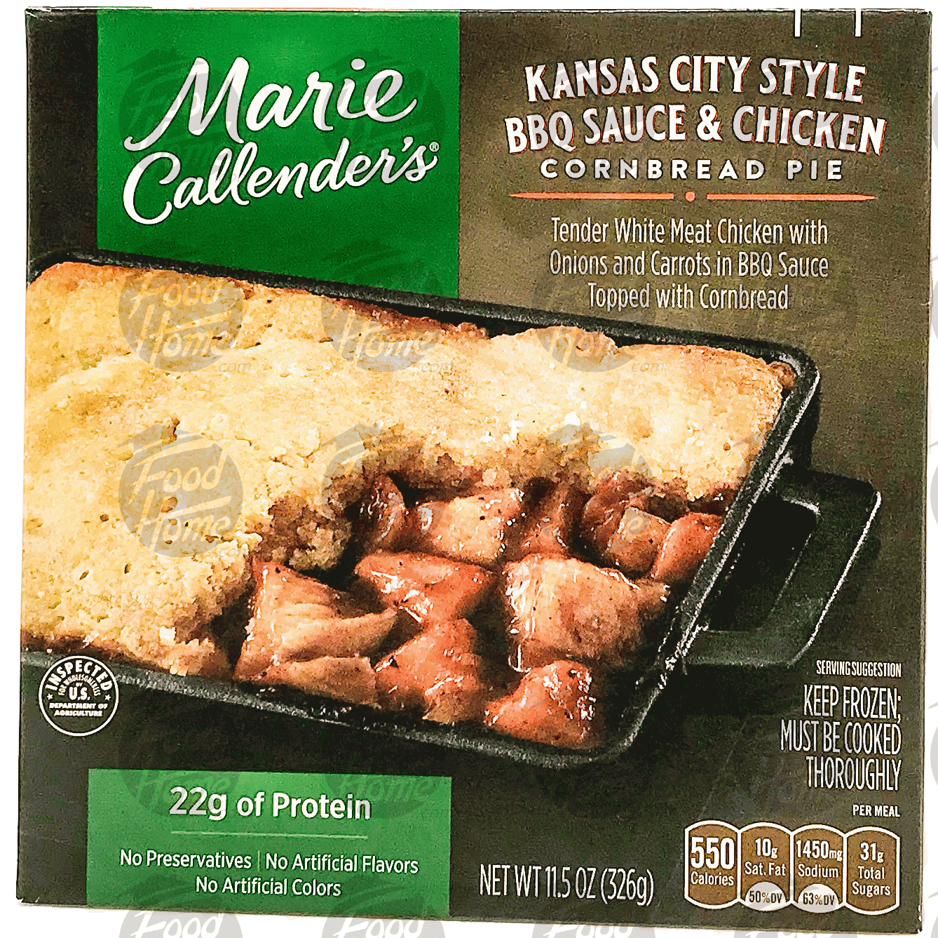 Marie Callender's  kansas city style bbq sauce & chicken cornbread pie, frozen box Full-Size Picture